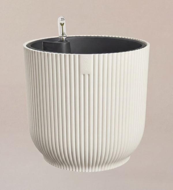Linen White Pot with Self-Watering Insert (30cm)