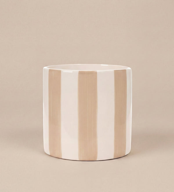Beige Stripe Pot 14cm