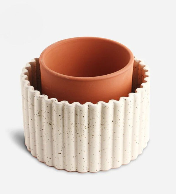 Pepin White Self-Watering Pot