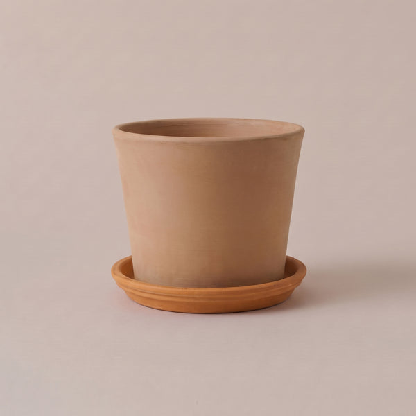 Contemporary Terracotta Pot with Saucer (20cm)