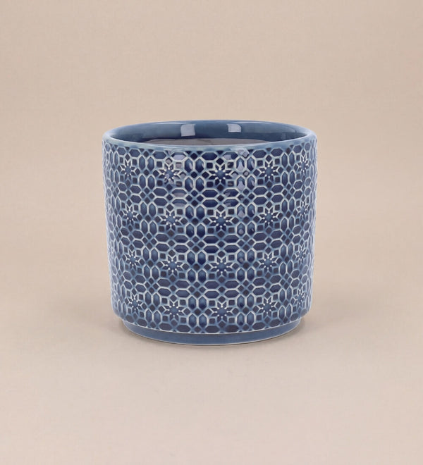 Navy Tile Pot 14cm