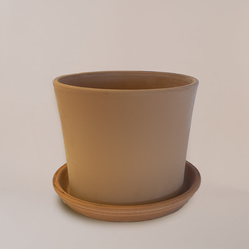 Contemporary Terracotta Pot with Saucer (25cm)