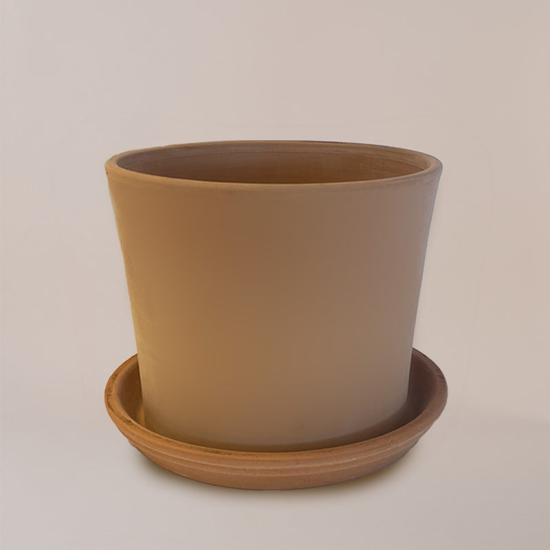 Contemporary Terracotta Pot with Saucer (30cm)