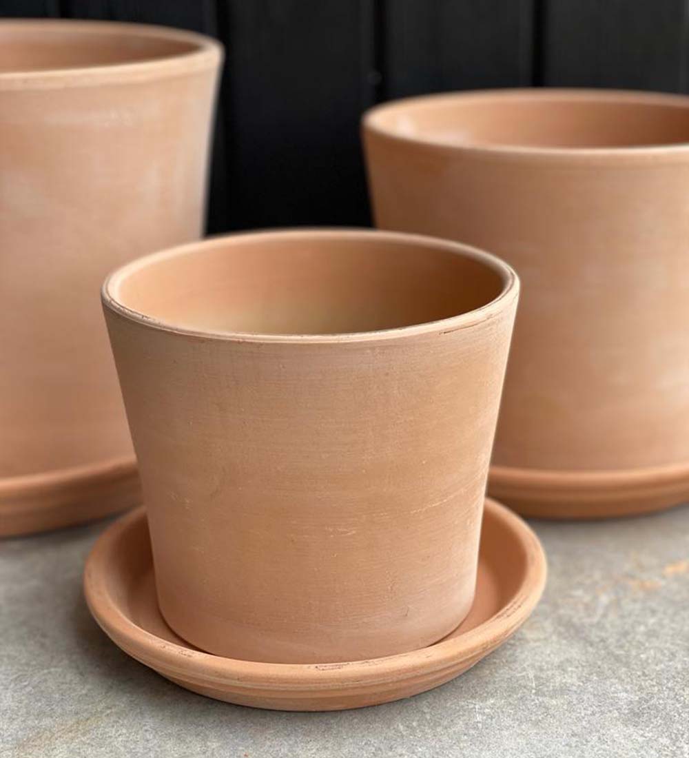 Contemporary Terracotta Pot with Saucer (25cm)