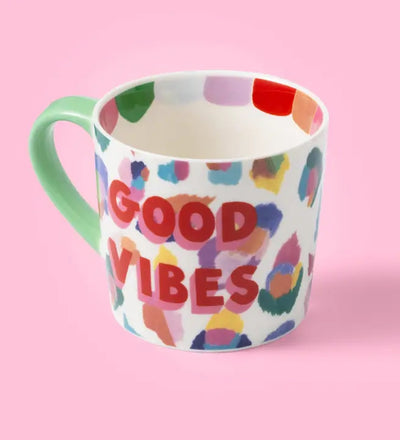 Good Vibes Painted Leopard Mug