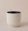 Linen White Pot with Self-Watering Insert (18cm)