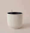 Linen White Pot with Self-watering Insert
