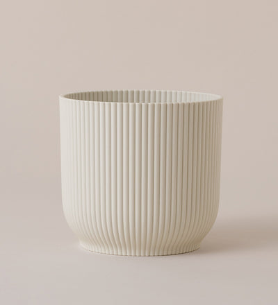 Linen White Pot with Self-Watering Insert (22cm)