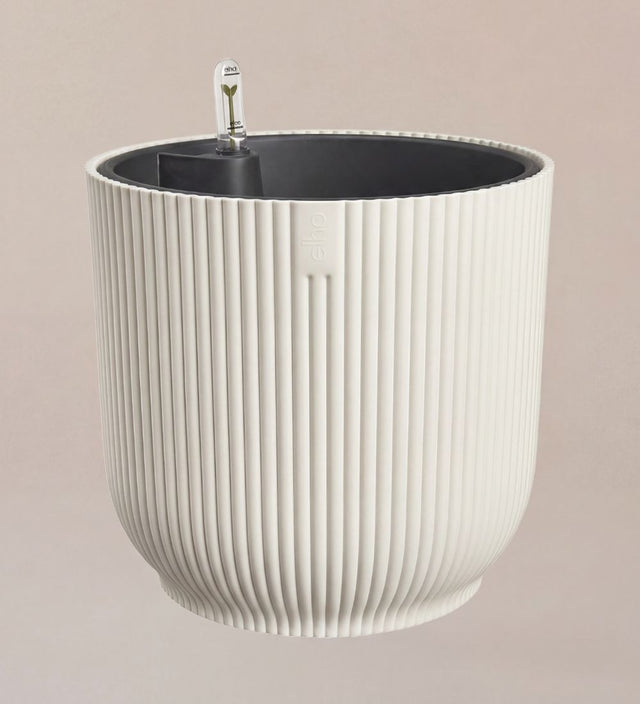 Linen White Pot with Self-Watering Insert (30cm)