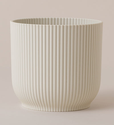 Linen White Pot with Self-Watering Insert (30cm)