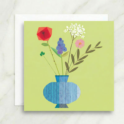 Blue Stripe Vase Card