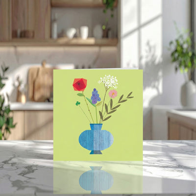 Blue Stripe Vase Card