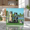 Dogs Playing Football Card