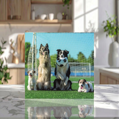 Dogs Playing Football Card
