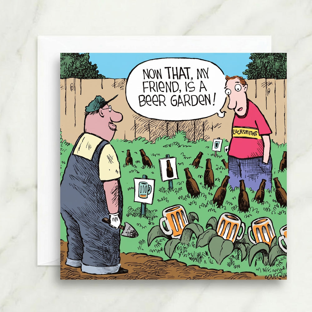 Beer Garden Cartoon Card