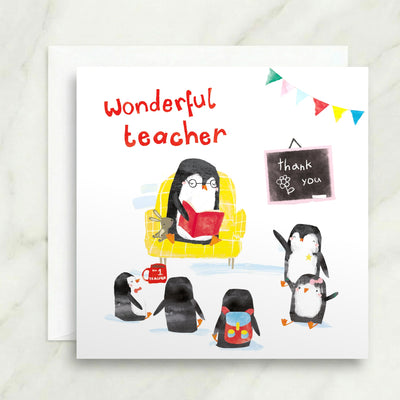 Wonderful Teacher Penguin Card