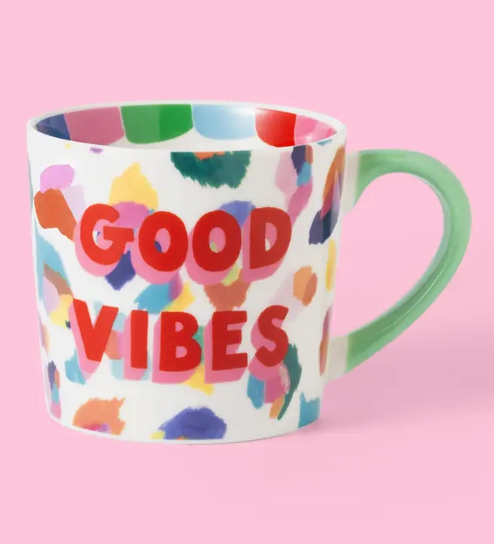 Good Vibes Painted Leopard Mug