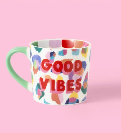 Good Vibes Painted Leopard Mug