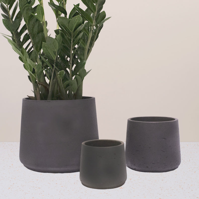 Dark Grey Concrete Patt Pot