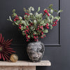 Artificial Red Berry & Eucalyptus Bunch