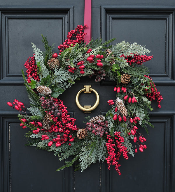 Artificial Red Berries & Rosehip Wreath