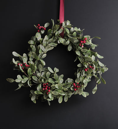 Artificial Red Berry & Eucalyptus Wreath