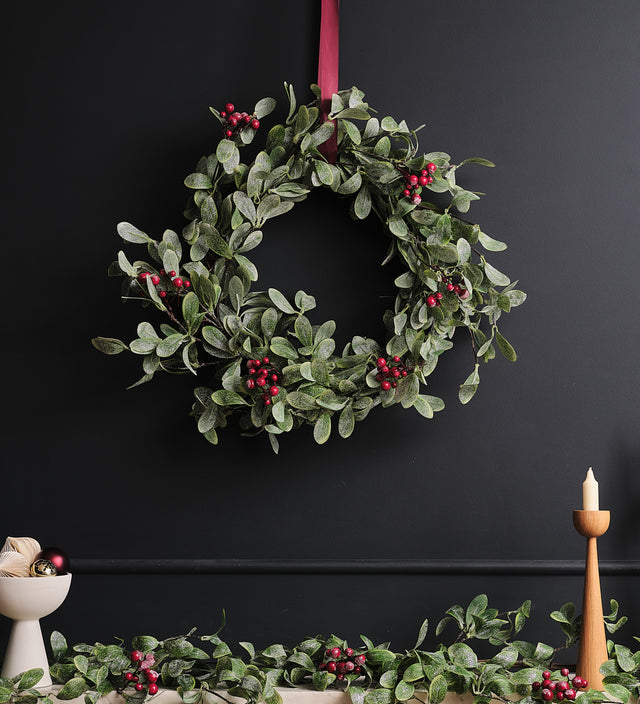 Artificial Red Berry & Eucalyptus Wreath