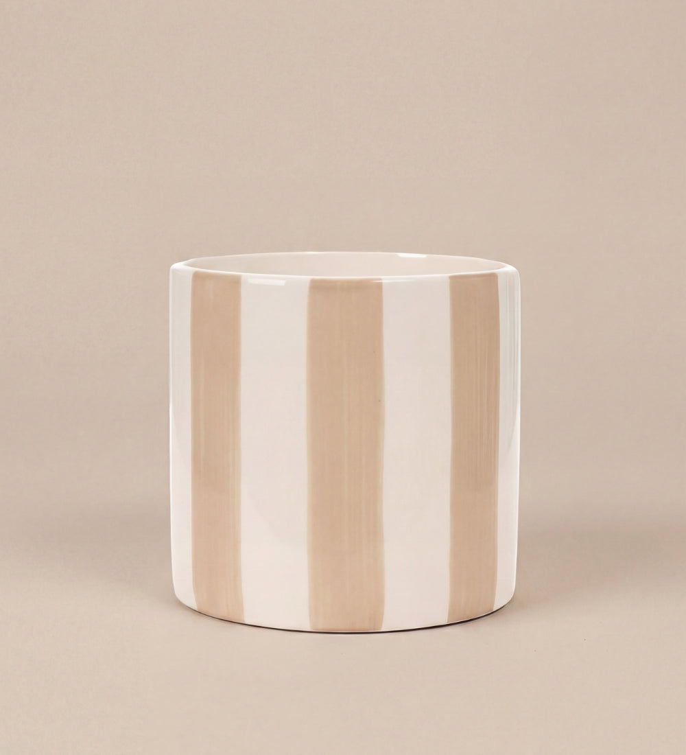 Beige Stripe Pot 14cm