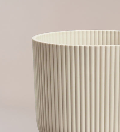 Linen White Pot with Self-Watering Insert (25cm)
