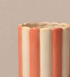 Cream & Coral Scallop Striped Ceramic Pot (14cm)