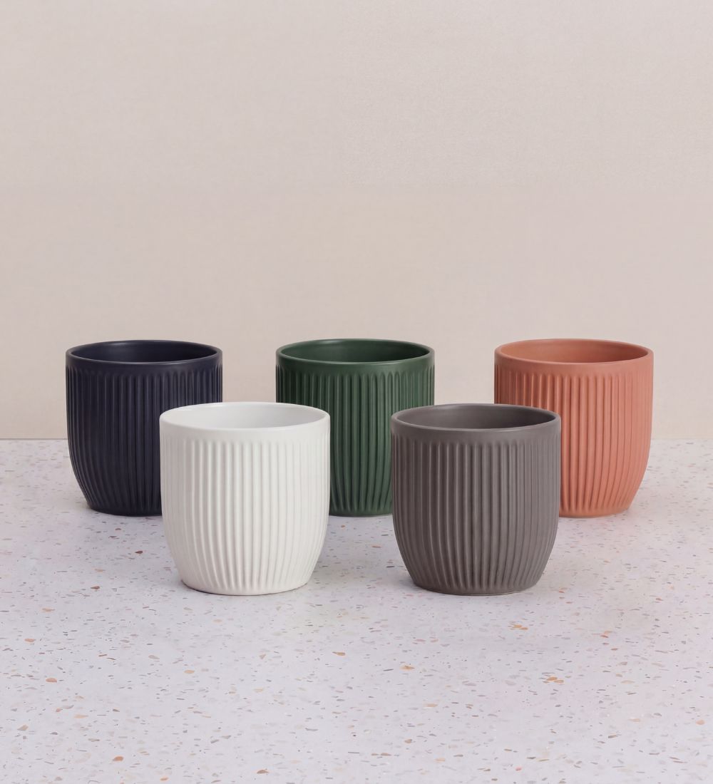 Matt Ribbed Ceramic Pot