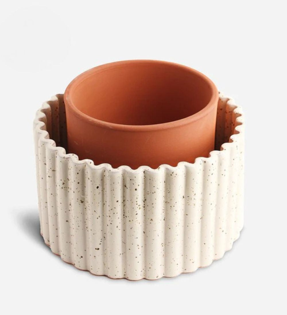 Pepin White Self-Watering Pot