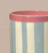 Cream & Blue Striped Ceramic Pot (14cm)