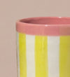Cream & Yellow Striped Ceramic Pot (14cm)
