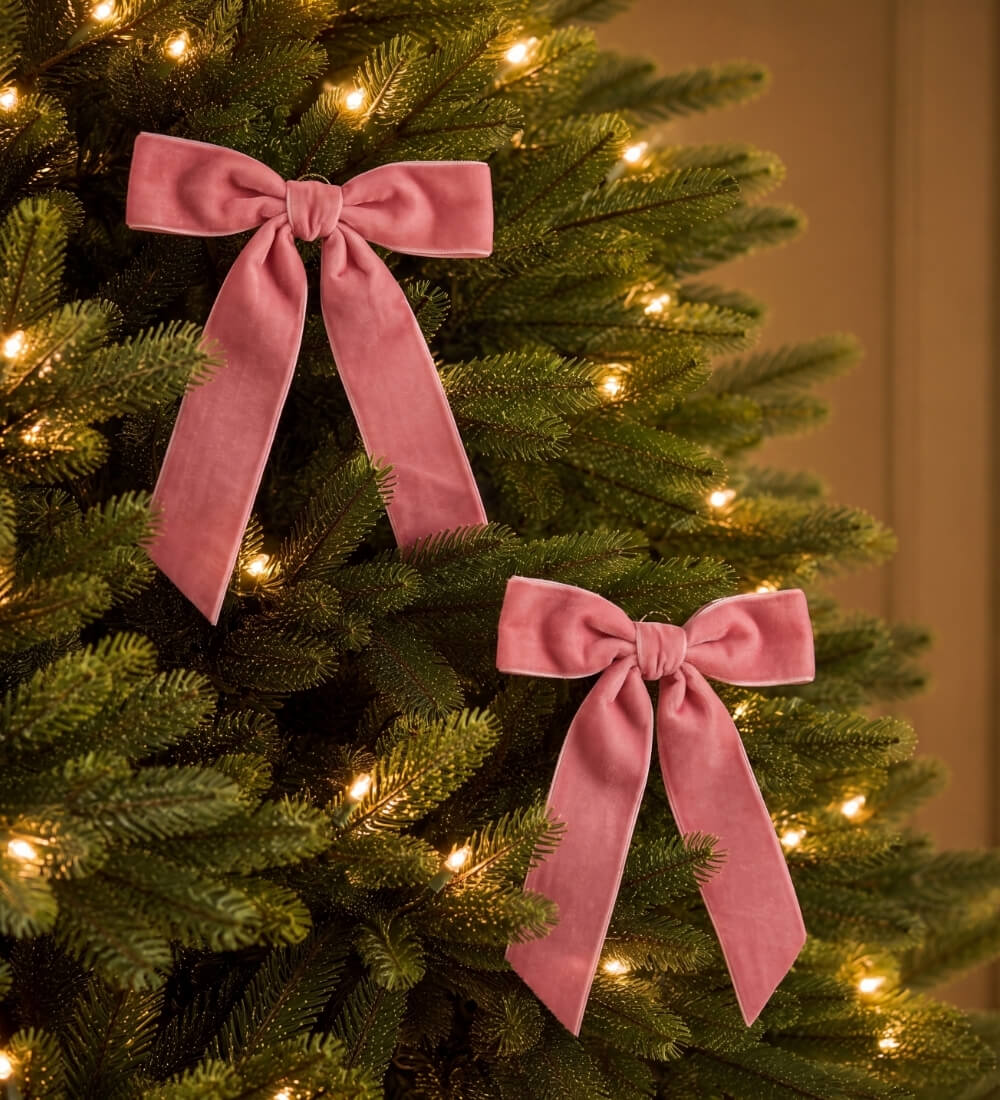 Pink Velvet Bow Set