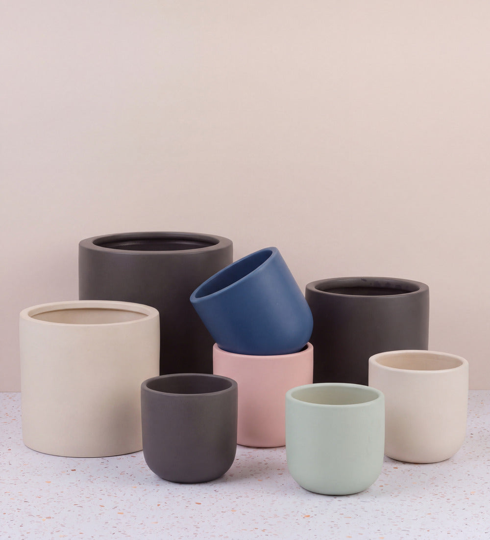 Earthenware Pot range in five colours