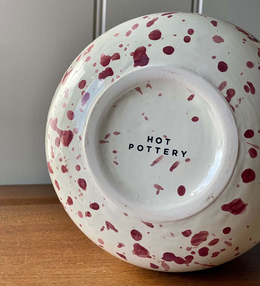 Splatter Pattern Pottery Buy a dark grey polystone, textured indoor plant pot online