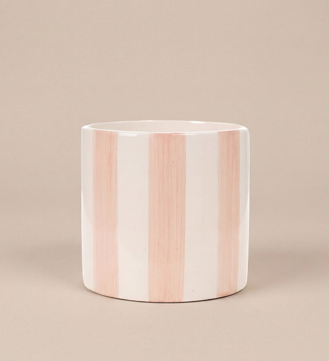 Pink Stripe Pot 14cm