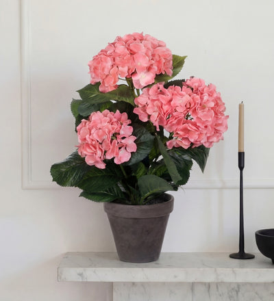 Artificial Hydrangea & Grey Pot