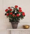 Artificial Rosebush & Grey Pot