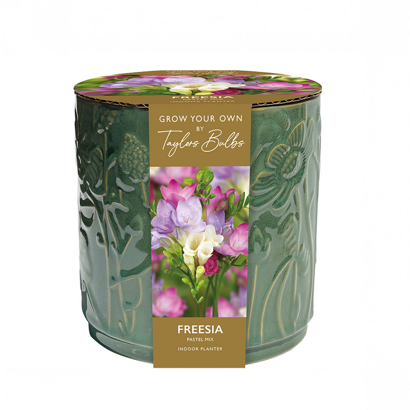 Embossed Floral Ceramic Freesia Pot