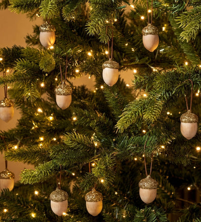 Sparkling Wood & Gold Acorns