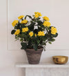 Artificial Rosebush & Grey Pot