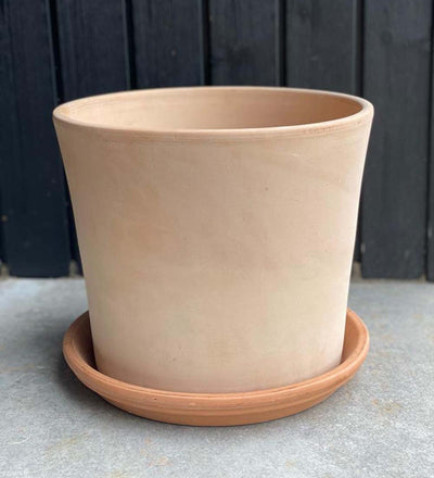 Contemporary Terracotta Pot with Saucer (20cm)