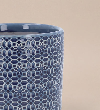 Navy Tile Pot 14cm
