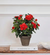 Artificial Azalea & Grey Pot