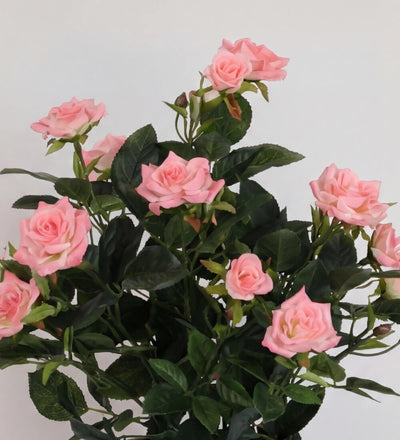 Artificial Rosebush & Grey Pot