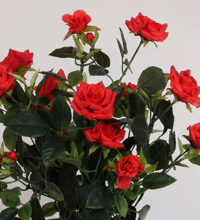 Artificial Rosebush & Grey Pot