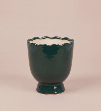 Green Scalloped Planter 15cm