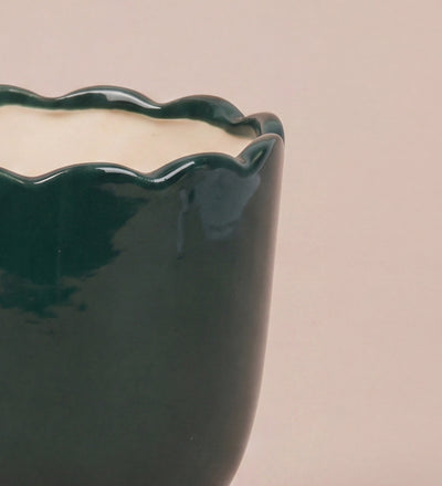 Green Scalloped Planter 15cm